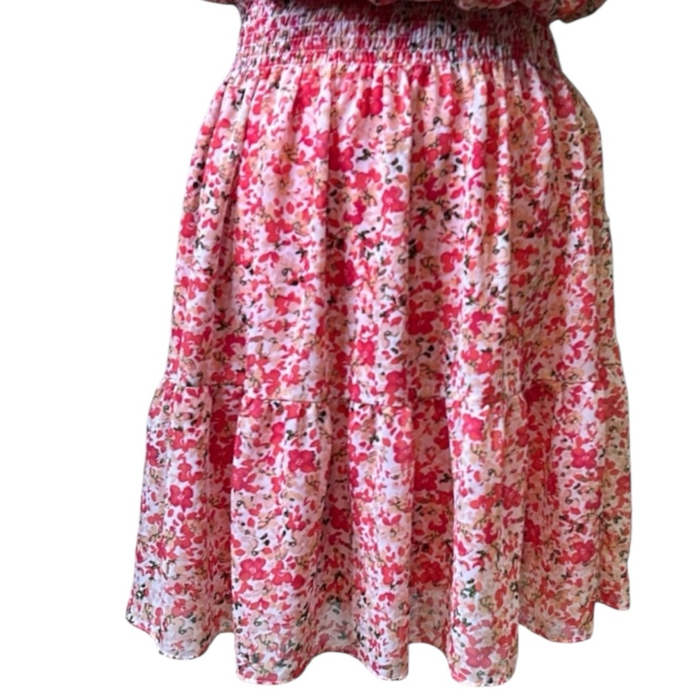JUST…TAYLOR Floral Flouncy Mini Dress in Pinks  and Peach Size 16 -- SUPER CUTE! - Picture 8 of 12